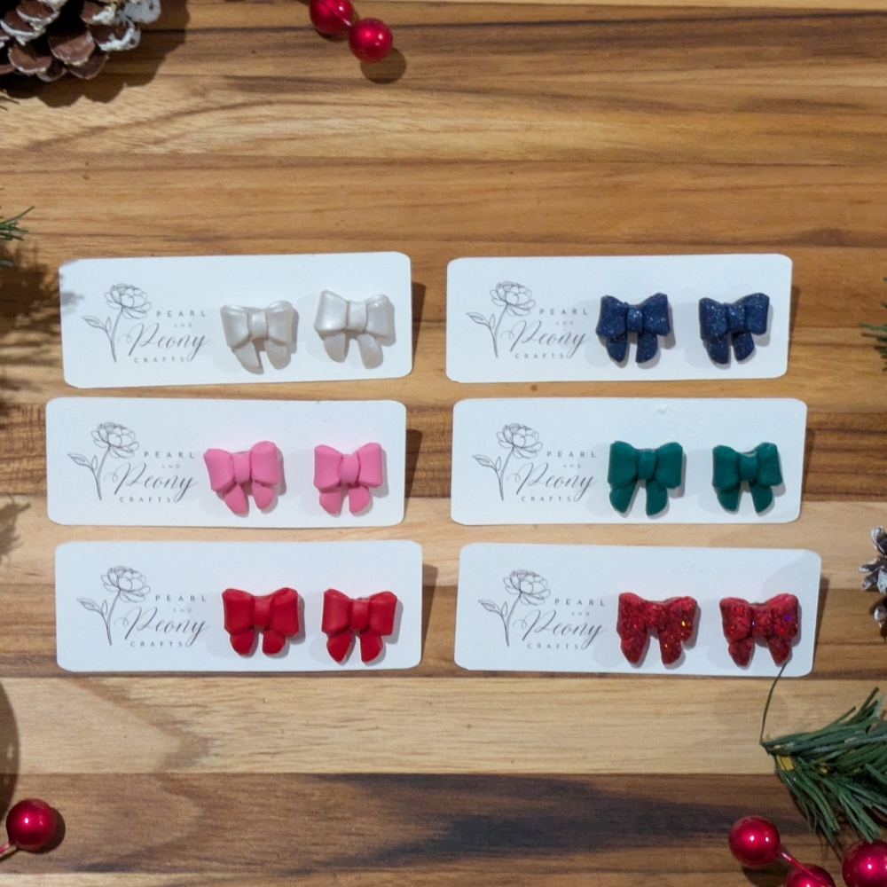 Handmade Bow Stud Earrings for holidays or everyday wear - gifts for her